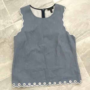J.Crew scalloped chambray sleeveless top size 10